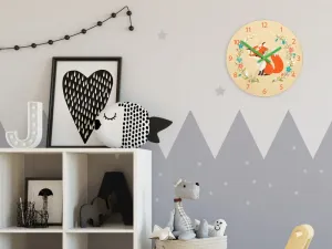 ModernClock Detské nástenné hodiny Ami Líška s kvetmi 30 cm viacfarebné