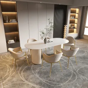 LivinHill Jídelní stůl Modig 180 cm eko kůže ecru/mramor