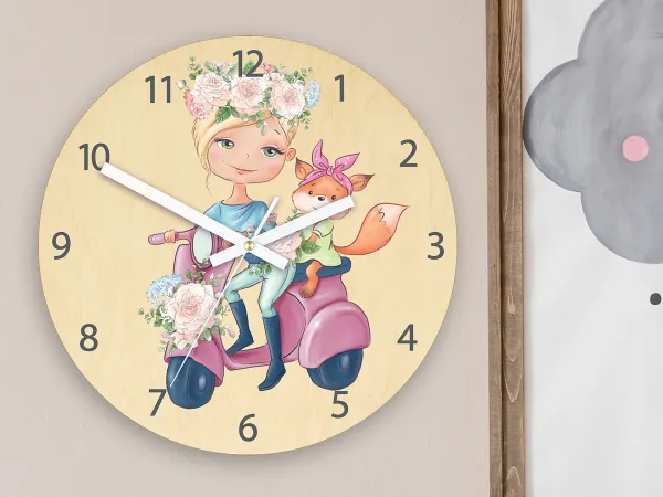 ModernClock Detské nástenné hodiny Ami Motorka 30 cm viacfarebné