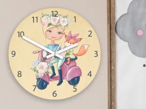 ModernClock Detské nástenné hodiny Ami Motorka 30 cm viacfarebné