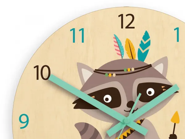 ModernClock Detské nástenné hodiny Ami Mýval 30 cm viacfarebné