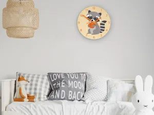 ModernClock Detské nástenné hodiny Ami Mýval 30 cm viacfarebné II