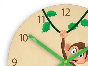 ModernClock Detské nástenné hodiny Ami Opice 30 cm viacfarebné