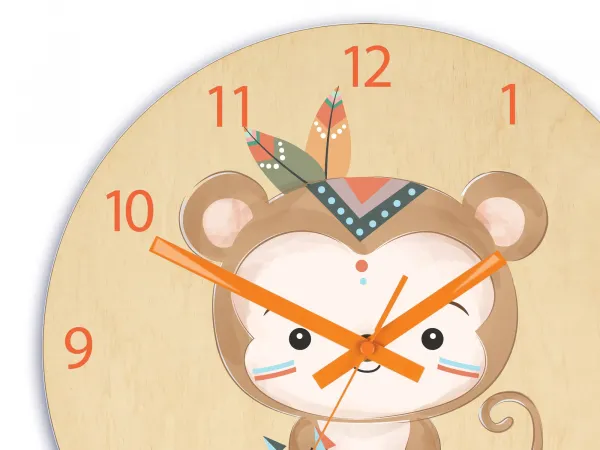 ModernClock Detské nástenné hodiny Ami Opice indián 30 cm viacfarebné