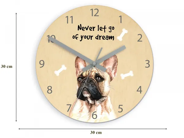 ModernClock Detské nástenné hodiny Ami Buldog 30 cm viacfarebné