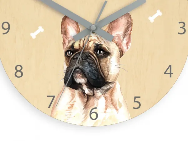 ModernClock Detské nástenné hodiny Ami Buldog 30 cm viacfarebné