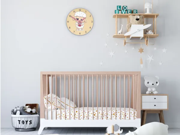 ModernClock Detské nástenné hodiny Ami Ovečka 30 cm viacfarebné II