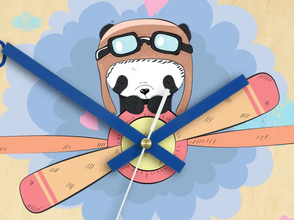 ModernClock Detské nástenné hodiny Ami Panda 30 cm viacfarebné