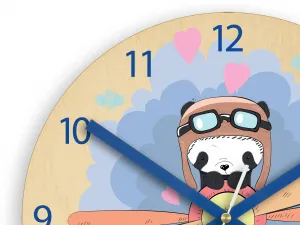 ModernClock Detské nástenné hodiny Ami Panda 30 cm viacfarebné