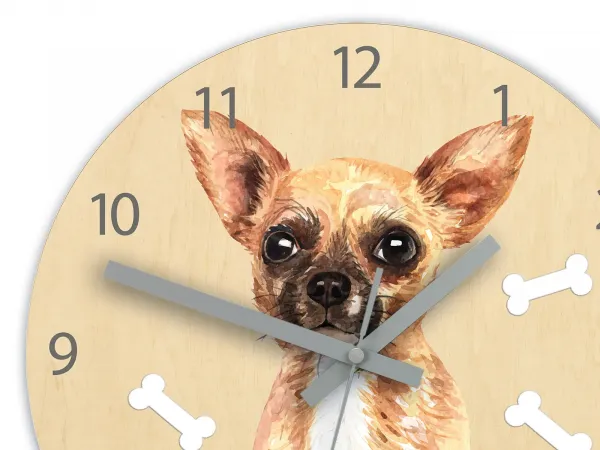 ModernClock Detské nástenné hodiny Ami Čivava 30 cm viacfarebné
