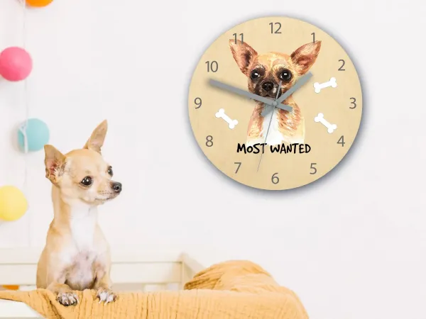 ModernClock Detské nástenné hodiny Ami Čivava 30 cm viacfarebné