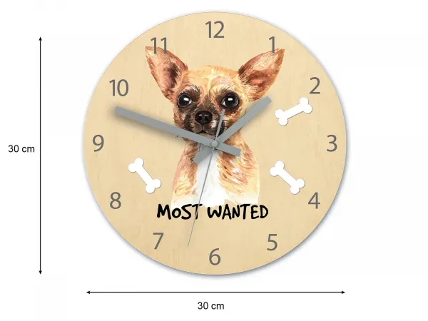 ModernClock Detské nástenné hodiny Ami Čivava 30 cm viacfarebné