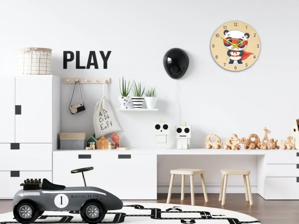 ModernClock Detské nástenné hodiny Ami Panda hrdina 30 cm viacfarebné