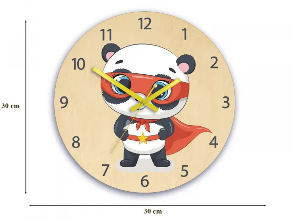 ModernClock Detské nástenné hodiny Ami Panda hrdina 30 cm viacfarebné