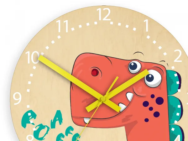 ModernClock Detské nástenné hodiny Ami Dinosaurus 30 cm viacfarebné