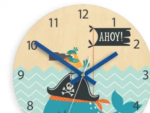 ModernClock Detské nástenné hodiny Ami Pirát 30 cm viacfarebné