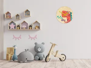 ModernClock Detské nástenné hodiny Ami Dinosaurus 30 cm viacfarebné