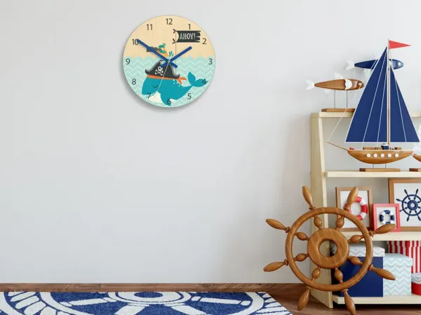 ModernClock Detské nástenné hodiny Ami Pirát 30 cm viacfarebné