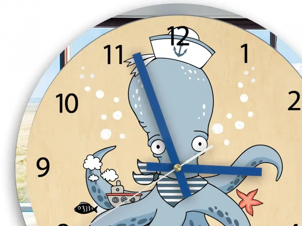 ModernClock Detské nástenné hodiny Mirro Chobotnica 30 cm viacfarebné