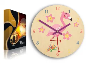 ModernClock Detské nástenné hodiny Ami Plameňák 30 cm viacfarebné