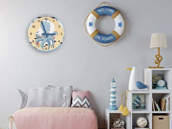 ModernClock Detské nástenné hodiny Mirro Chobotnica 30 cm viacfarebné