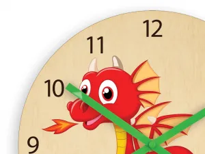ModernClock Detské nástenné hodiny Ami Drak 30 cm viacfarebné
