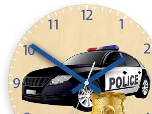 ModernClock Detské nástenné hodiny Ami Policajné auto 30 cm viacfarebné