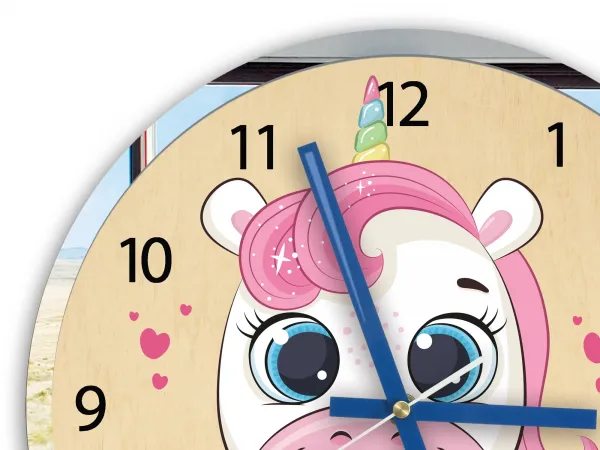 ModernClock Detské nástenné hodiny Mirro Jednorožec 30 cm viacfarebné