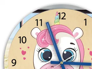 ModernClock Detské nástenné hodiny Mirro Jednorožec 30 cm viacfarebné