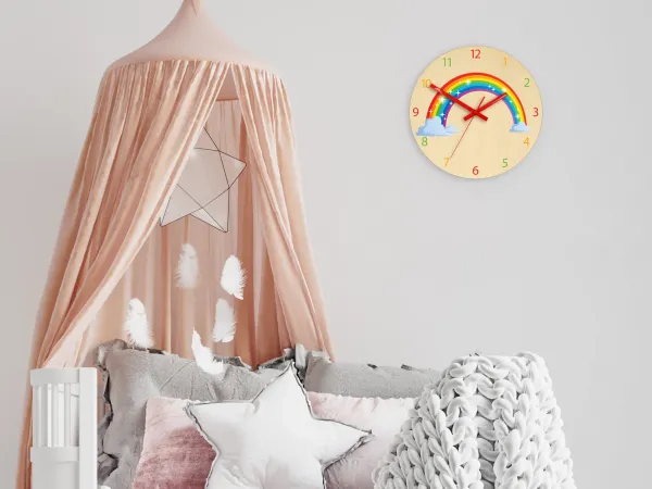 ModernClock Detské nástenné hodiny Ami Dúha 30 cm viacfarebné
