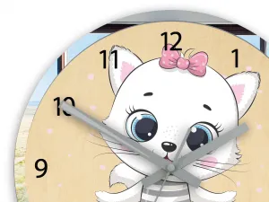 ModernClock Dětské nástěnné hodiny Mirro Kotě 30 cm vícebarevné