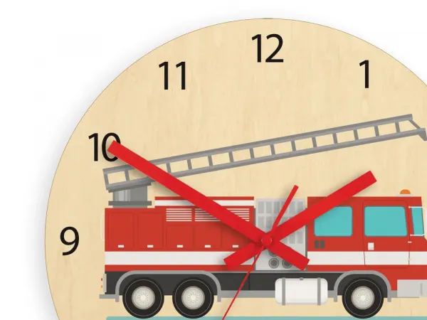 ModernClock Dětské nástěnné hodiny Ami Hasičské auto 30 cm vícebarevné