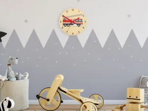 ModernClock Dětské nástěnné hodiny Ami Hasičské auto 30 cm vícebarevné