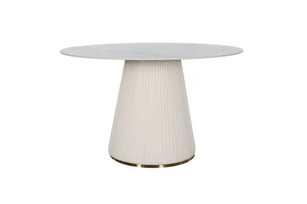 LivinHill Jídelní stůl Modig 120 cm eko kůže ecru/mramor