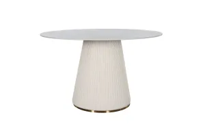 LivinHill Jídelní stůl Modig 120 cm eko kůže ecru/mramor