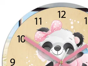 ModernClock Detské nástenné hodiny Mirro Panda 30 cm viacfarebné