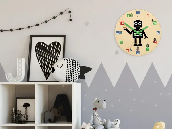 ModernClock Detské nástenné hodiny Ami Robot 30 cm viacfarebné