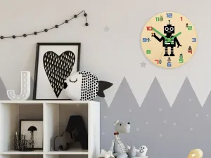 ModernClock Detské nástenné hodiny Ami Robot 30 cm viacfarebné