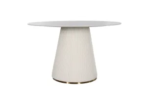 LivinHill Jídelní stůl Modig 120 cm eko kůže ecru/mramor