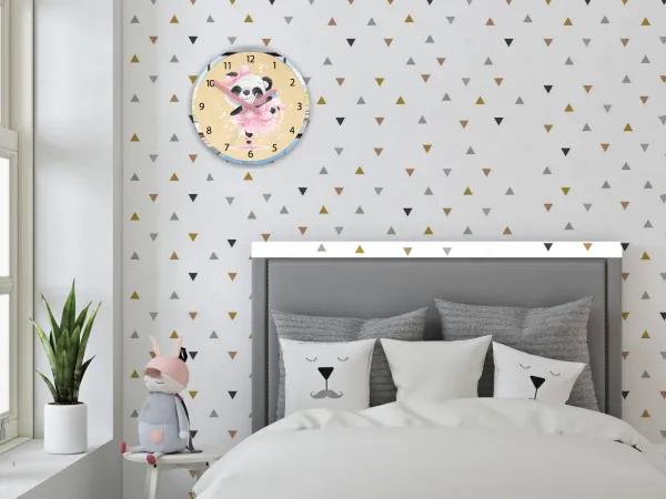 ModernClock Detské nástenné hodiny Mirro Panda 30 cm viacfarebné