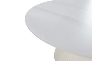 LivinHill Jídelní stůl Modig 120 cm eko kůže ecru/mramor