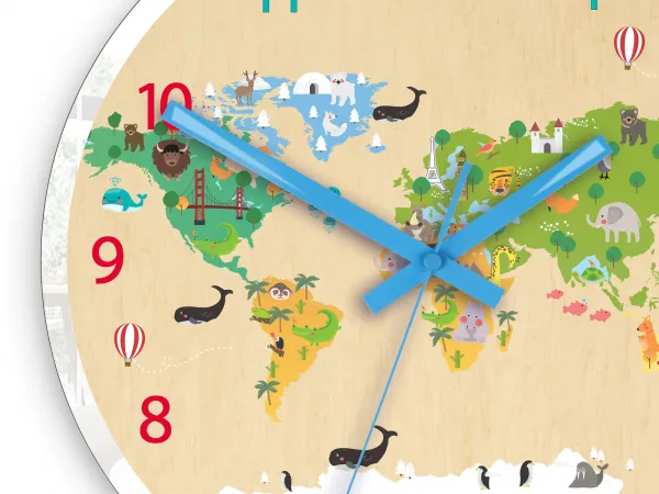 ModernClock Detské nástenné hodiny Mirro Svet 30 cm viacfarebné