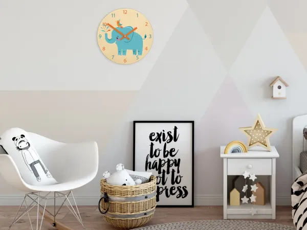 ModernClock Detské nástenné hodiny Ami Slon 30 cm viacfarebné