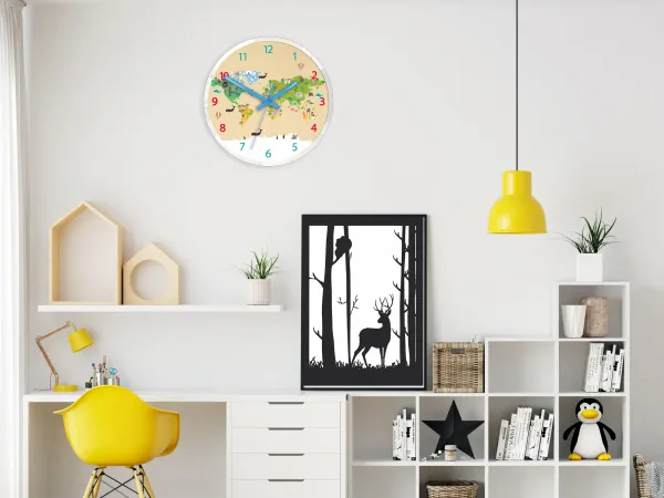 ModernClock Detské nástenné hodiny Mirro Svet 30 cm viacfarebné