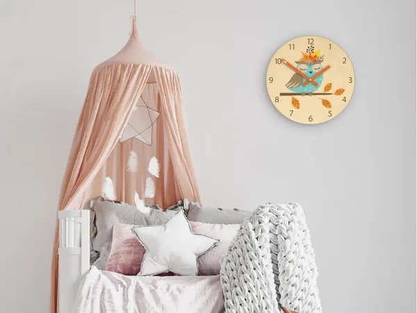 ModernClock Detské nástenné hodiny Ami Sova 30 cm viacfarebné