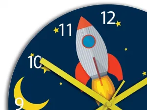 ModernClock Detské nástenné hodiny Raketa 30 cm viacfarebné