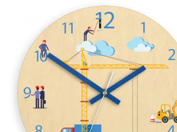 ModernClock Detské nástenné hodiny Ami Stavenisko 30 cm viacfarebné
