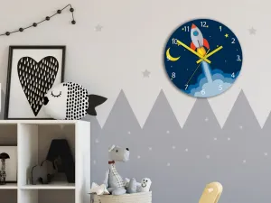 ModernClock Detské nástenné hodiny Raketa 30 cm viacfarebné