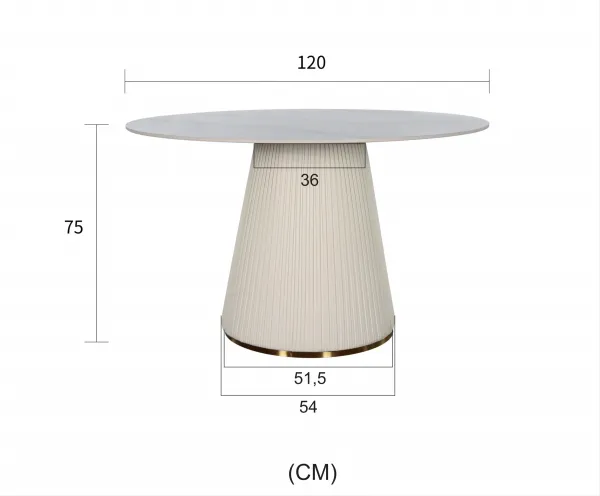LivinHill Jídelní stůl Modig 120 cm eko kůže ecru/mramor