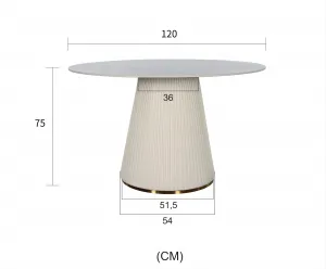 LivinHill Jídelní stůl Modig 120 cm eko kůže ecru/mramor